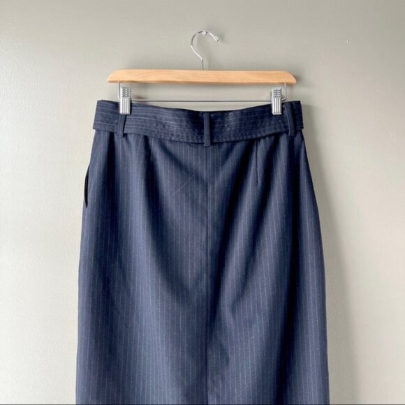 𝅺WILFRED | Tie-Front Skirt Navy Pinstripe Size 10 - Picture 7 of 10